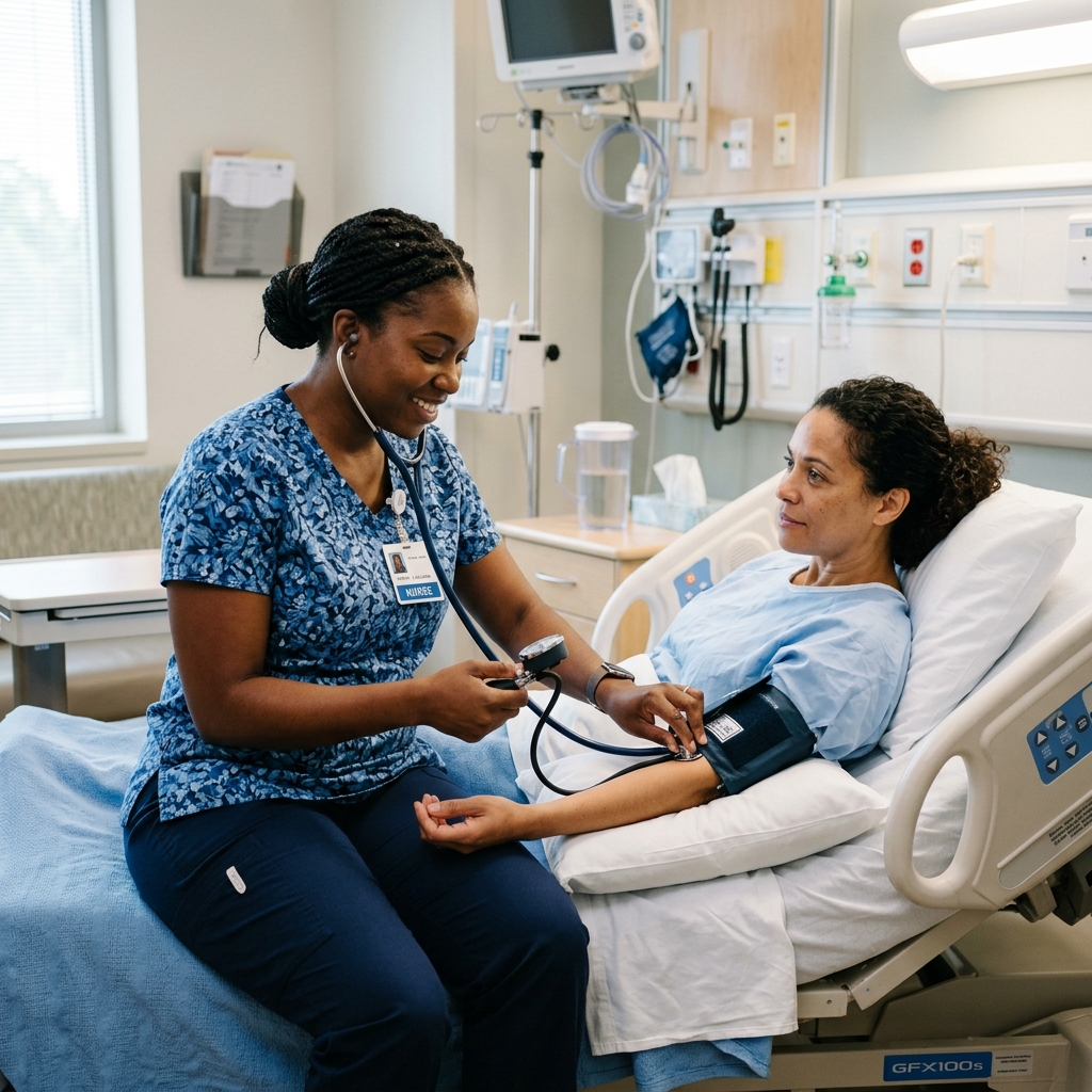 Nurse tending to patient